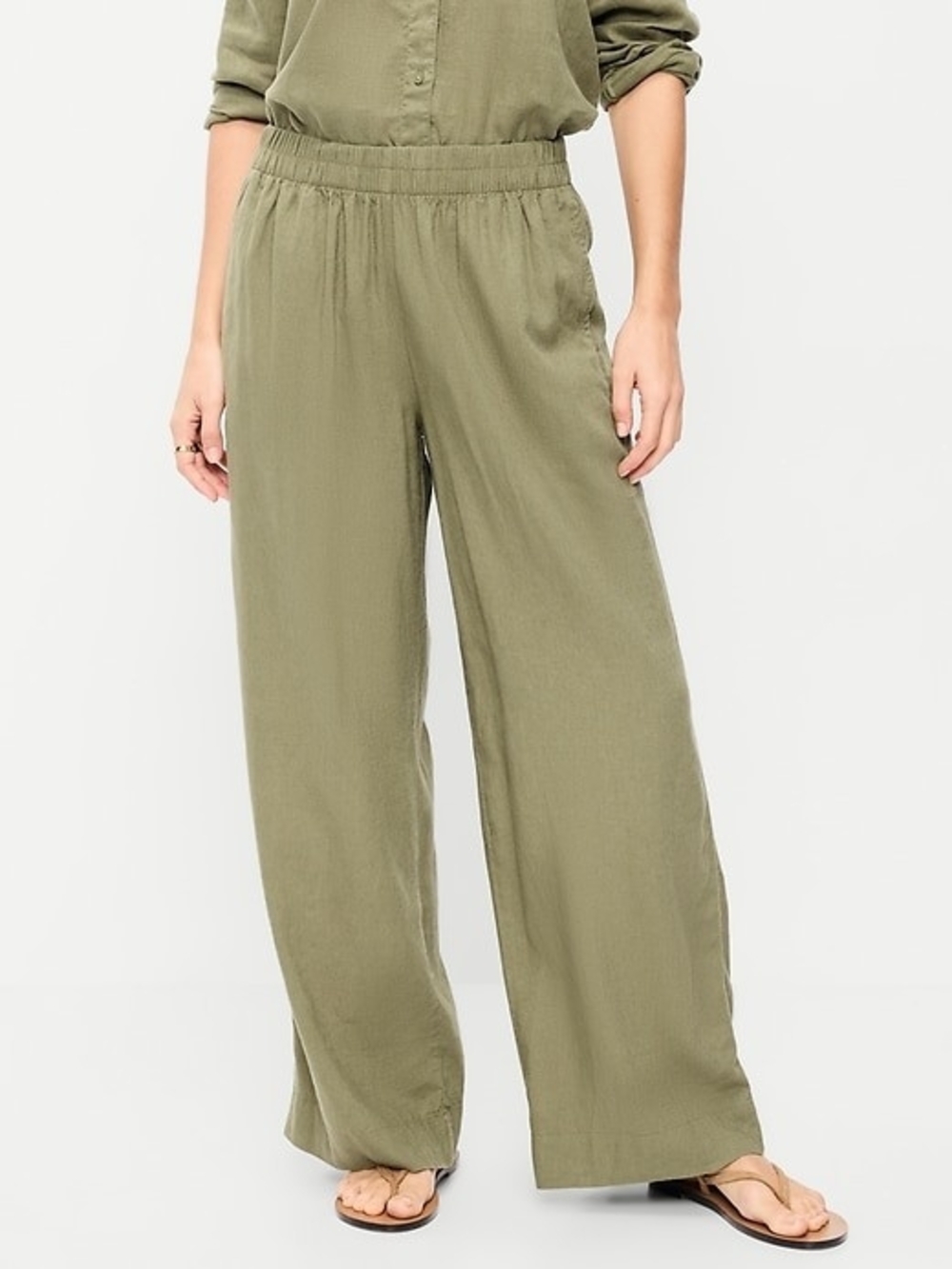 Old Navy Women's Olive Wide-Leg Drawstring Pants